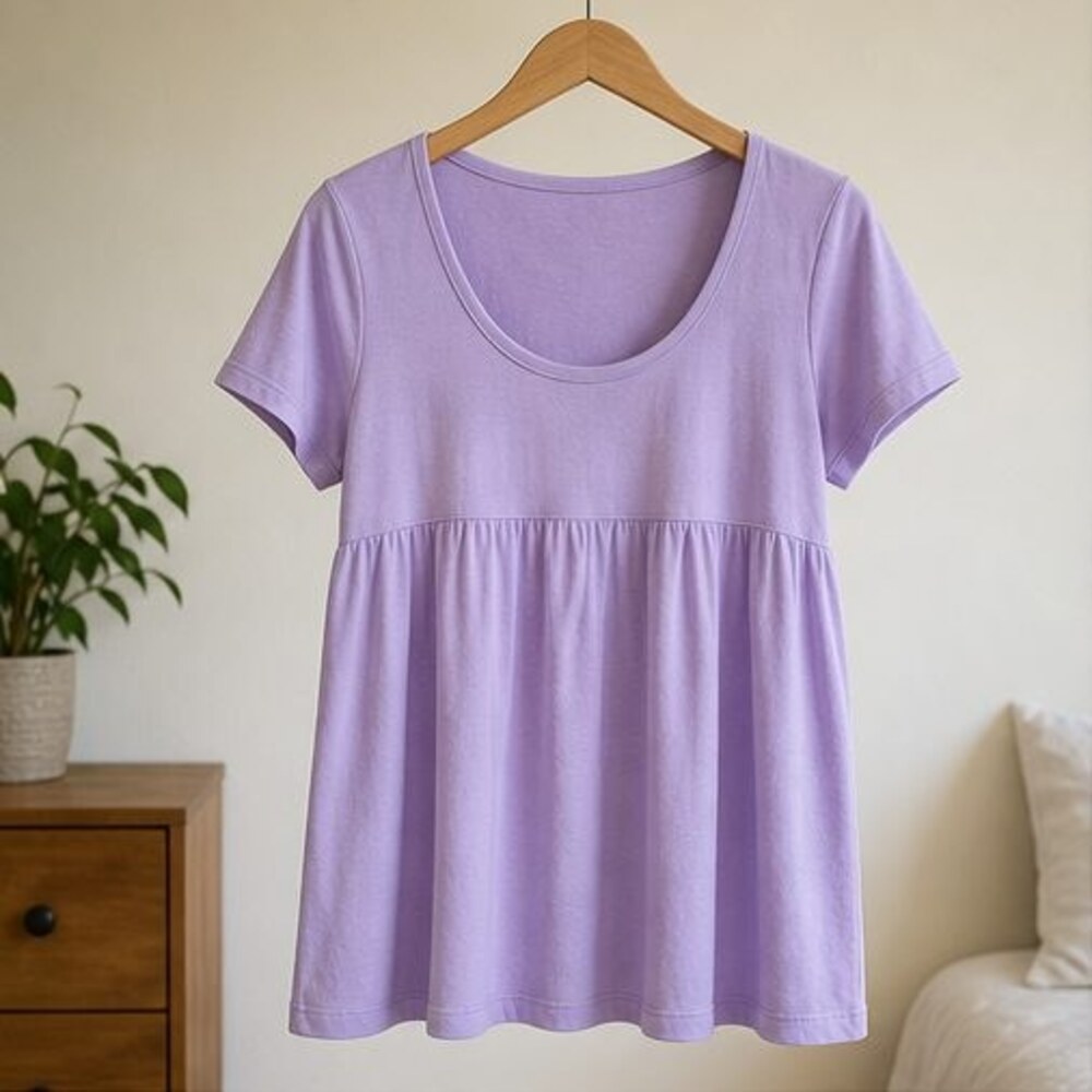 Lilac Scoop Neck Babydoll Top